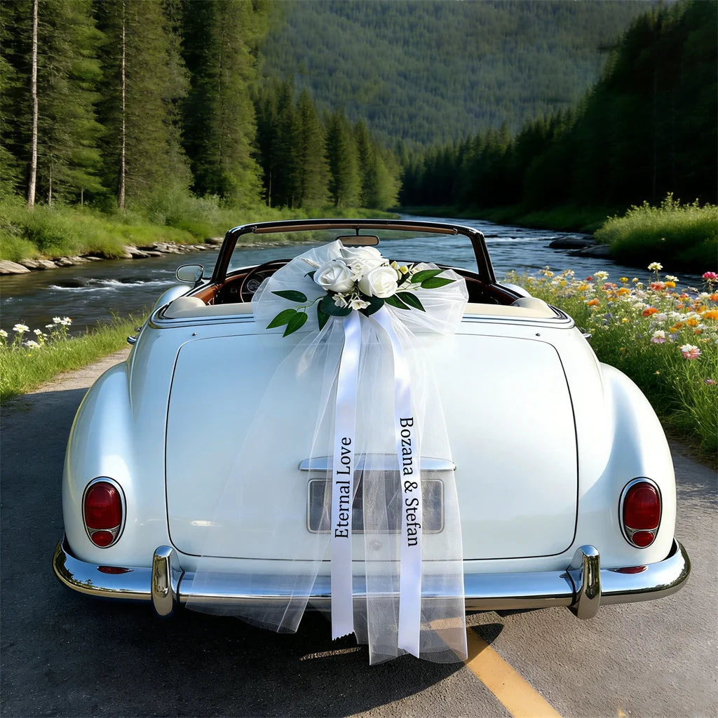 Custom Wedding Car Flowers Wedding Car Decoration Bridal Shower Personalized Car Couple Garland Wedding Custom Bows And Ribbons