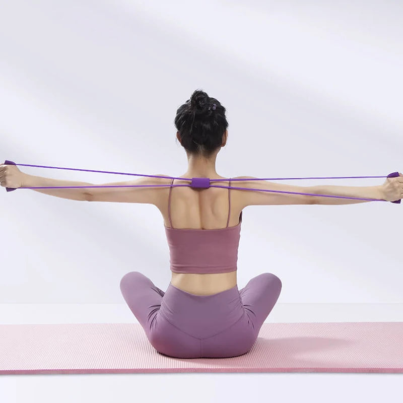 Resistance Bands Yoga 8 Word Tension Device Back Training Arm Open Fitness Rope Neck Exercise Stretch Equipment Belt