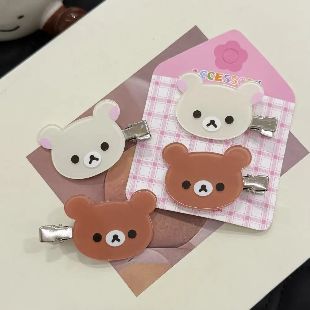 Rilakkuma Korilakkuma Hair Clips Anime Bear Head Cute Hair Pins and Clips Headwear Kawaii Hair Accessories for Women Girls