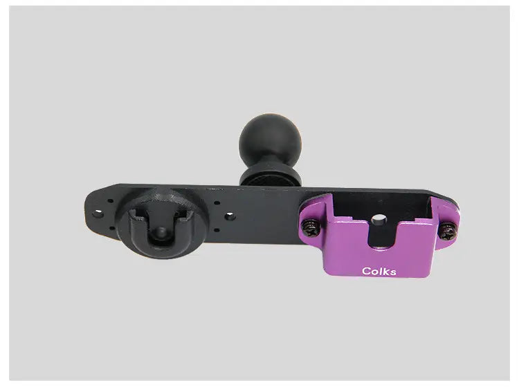 Support de fixation pour rotule sphérique 1/4 de talkie-walkie violet et noir, avec une rotule pour un positionnement réglable du téléphone de voiture.