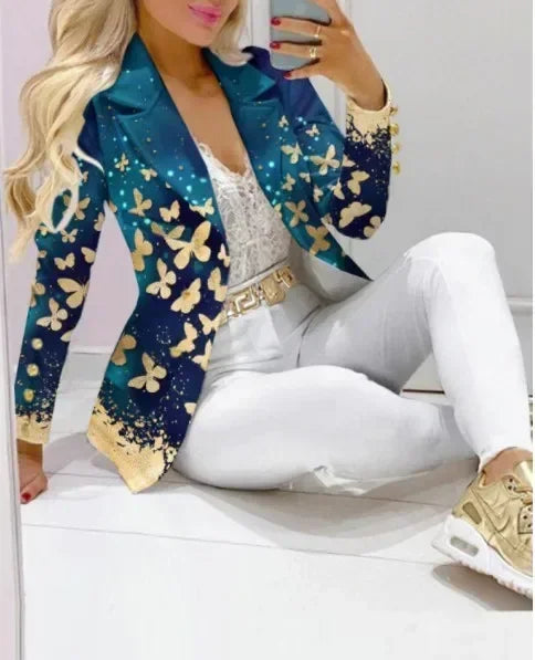 2026 Women Formal Jacket & Trousers Office Lady Outfits Autumn Women Two Pieces Set Print Blazer Coat & Pants Suit Sets Female