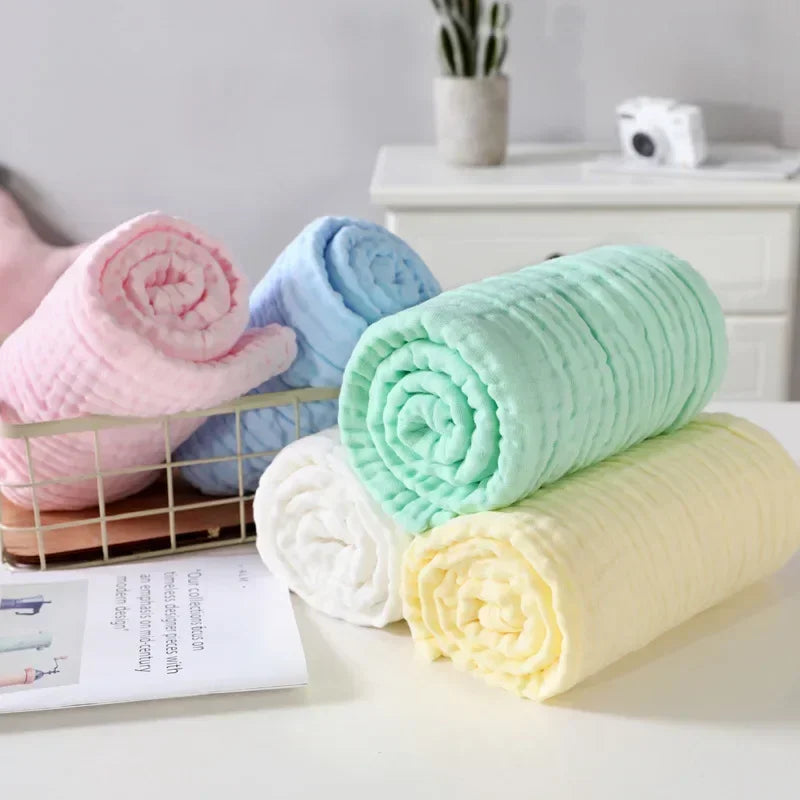 Baby Bath Towel Kids Swaddle Wrap Bedding 6 Layers Infant Gauze Receiving Blanket Pure Cotton Bubble Muslin Blanket 105*105cm