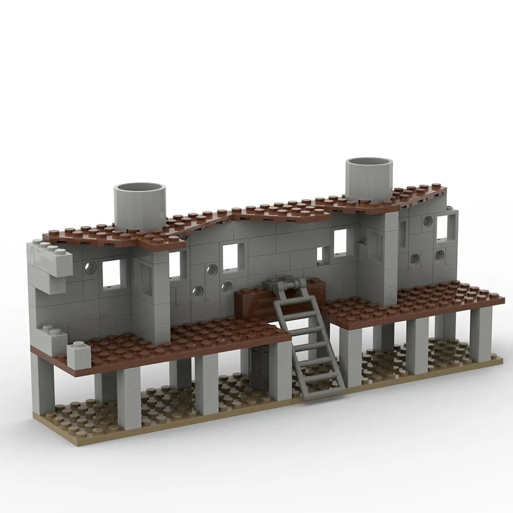 Building Blocks Military Base Ruins Combat Scene Destroyed House Architecture Model DIY Construction Toys For Boys