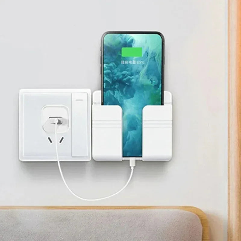 Wall Mounted Storage Device Phone Charging and Remote Control Holder with Holes Suitable for Kitchen, Bedroom, Bathroom Shower