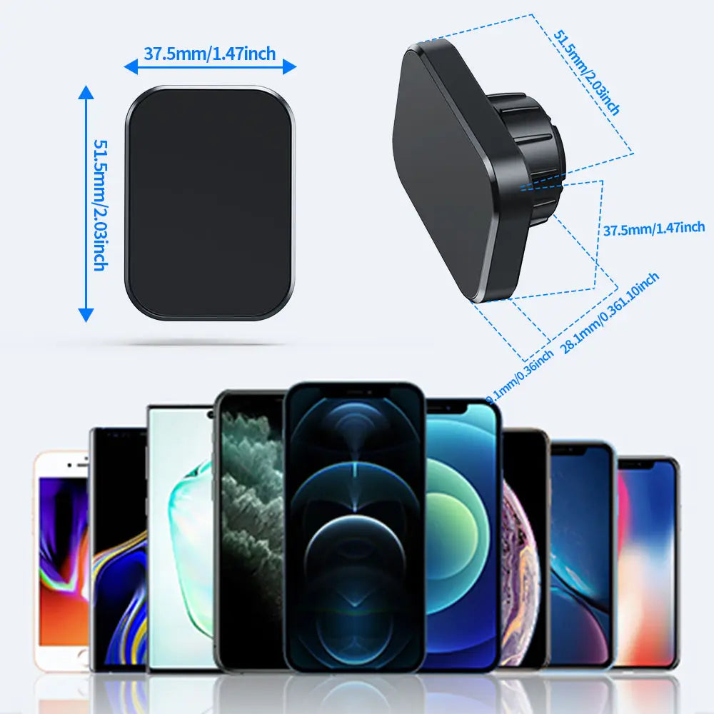 black magnetic phone holder with sleek rectangular design and textured grip for gooseneck long arm car phone holder
