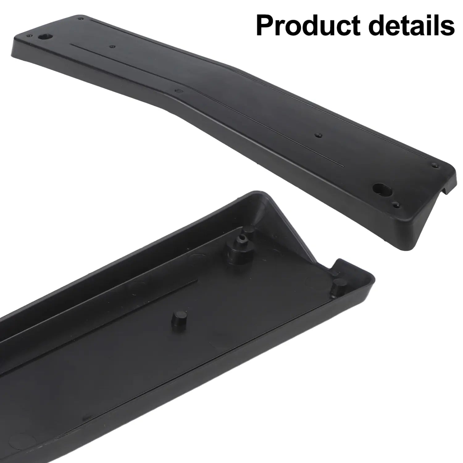 Black plastic side mirror cover with molded edges and pre-drilled mounting holes for Mercedes c class W205 front license plate mount A2058801644.
