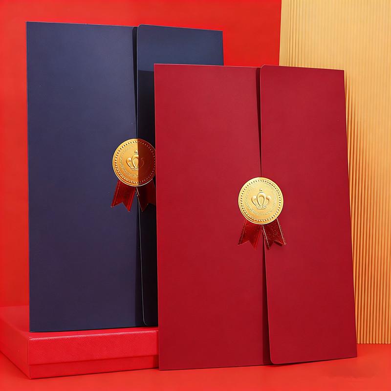 a4 certificate holder diploma document folders in elegant navy and burgundy colors featuring gold embossed crown seals and matching ribbons for secure and stylish document presentation