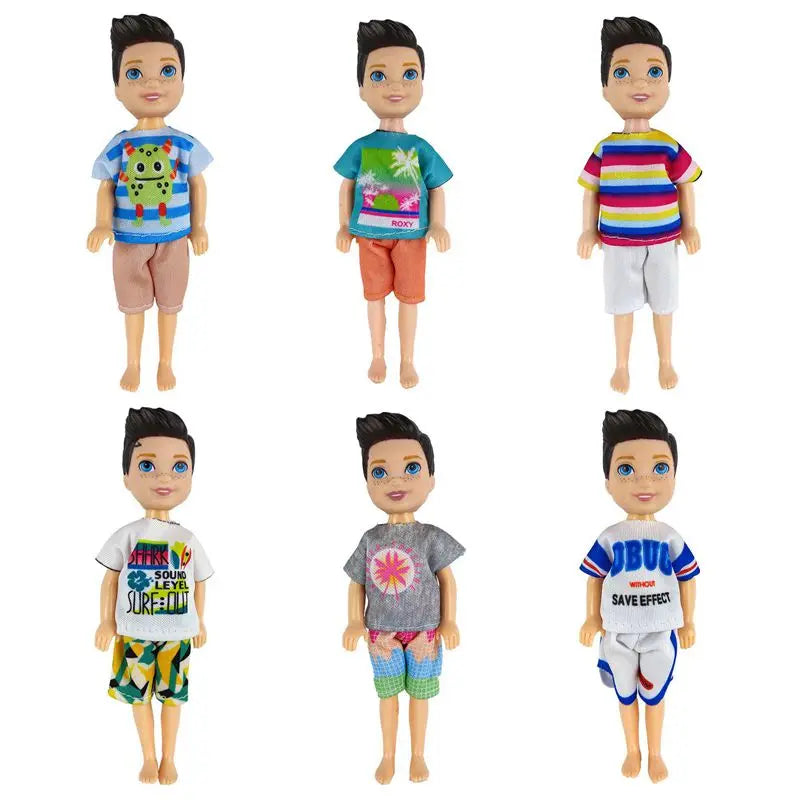 Kawaii 6 Items/Lot Kids Toys 5.5 Inch Little Girs Boys Fashion Clothes Dress Accessories For Girls DIY Birthday Christmas Gift
