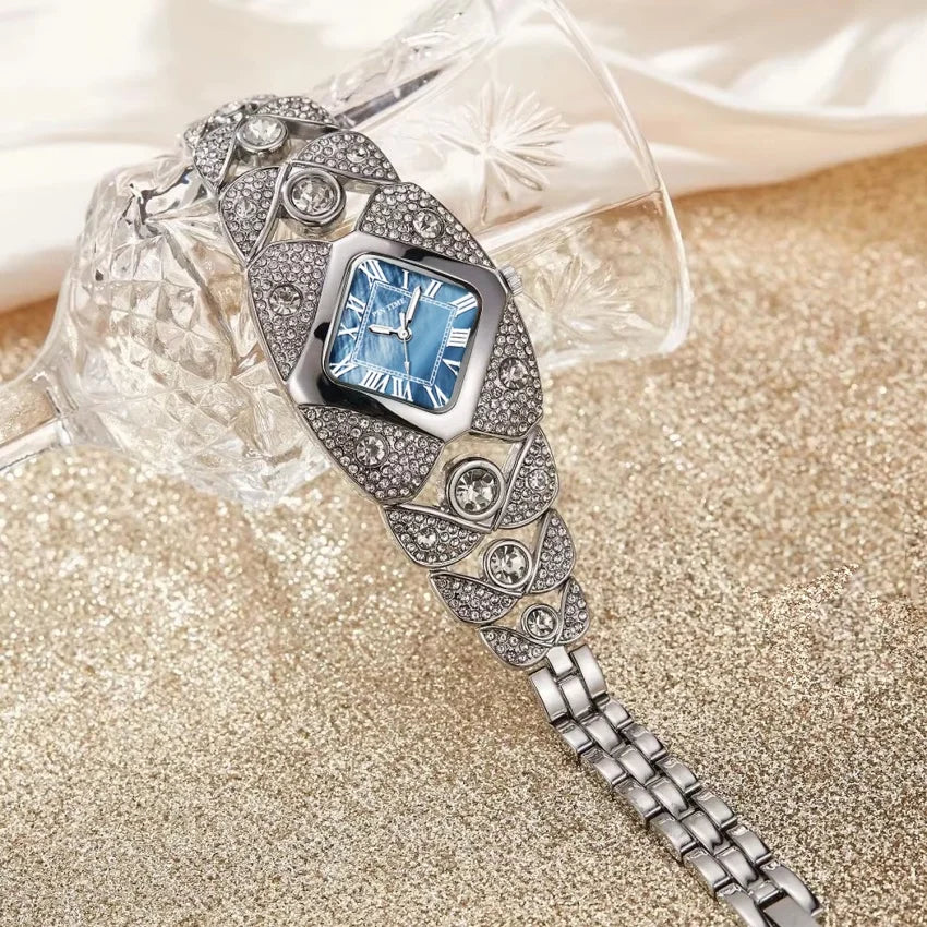 Women's Watches Fashion Quartz Wrist Watch for Ladies Roman Dial Dazzling Diamond Waterproof Luminous Luxury New