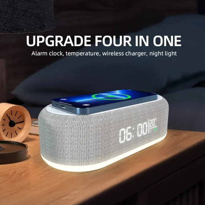VIKEFON Alarm Clock Wireless Chargers Pad Phone Bedroom Lamp Night Light Desk Thermometer For iPhone 17-12 Fast Charging Dock