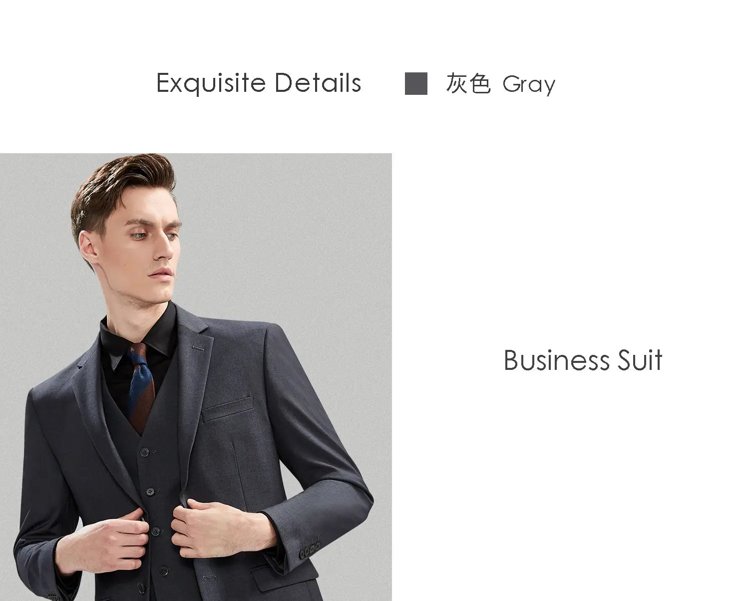 Costume pour homme en coupe slim gris, avec une coupe ajustée élégante et une texture discrète, offrant un type de fermeture boutonnée simple pour une tenue formelle et professionnelle décontractée.