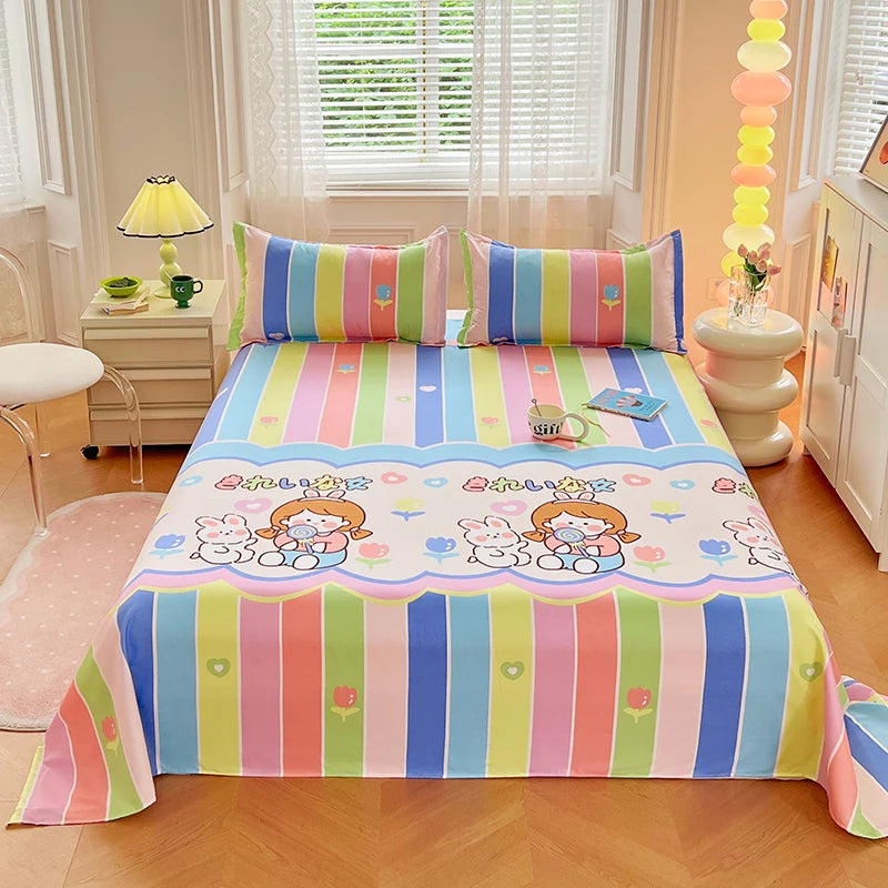 Bedroom Sheet Gorgeous Flowers Cartoon Printing Bedding Sheet PillowCase Bedding Fashion Exquisite Printing Sheet 1pc or 3pc/Set