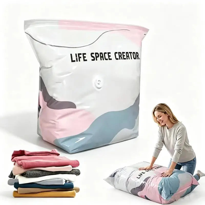 New Vacuum Storage Bags Vacuum Compression Bag Space Saving Pumpless Vacuum Storage Bags Waterproof Reusable Organizer