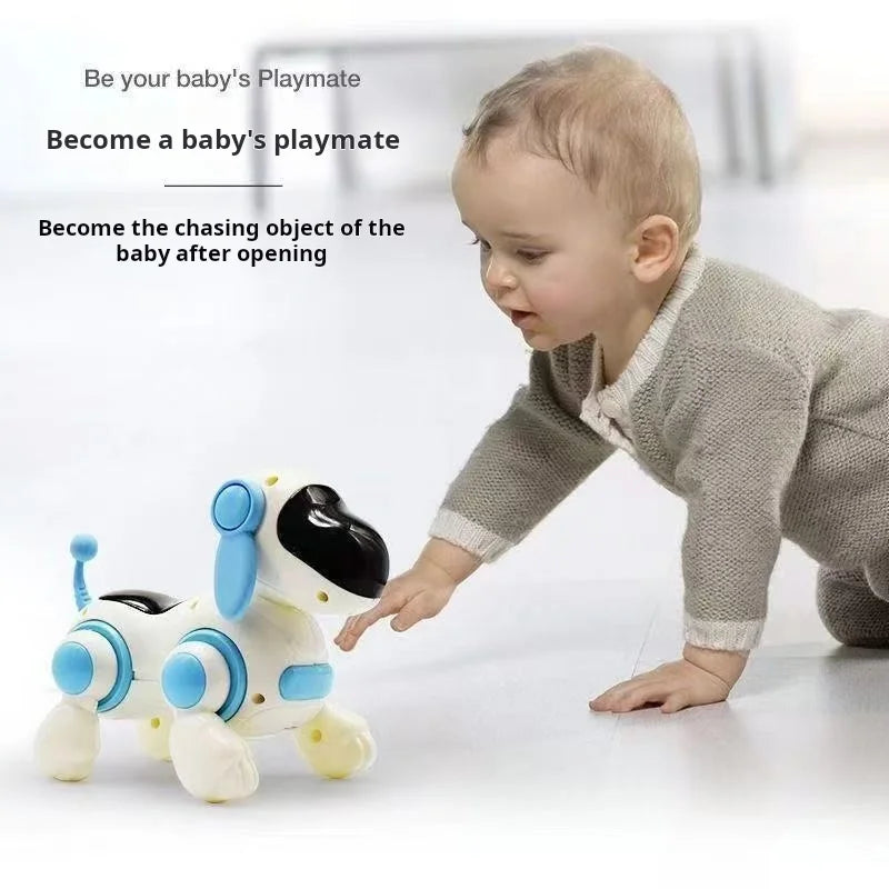 Electronic intelligent interactive robot dog, crawling dog toy with lights and music simulation, singing and interactive childre