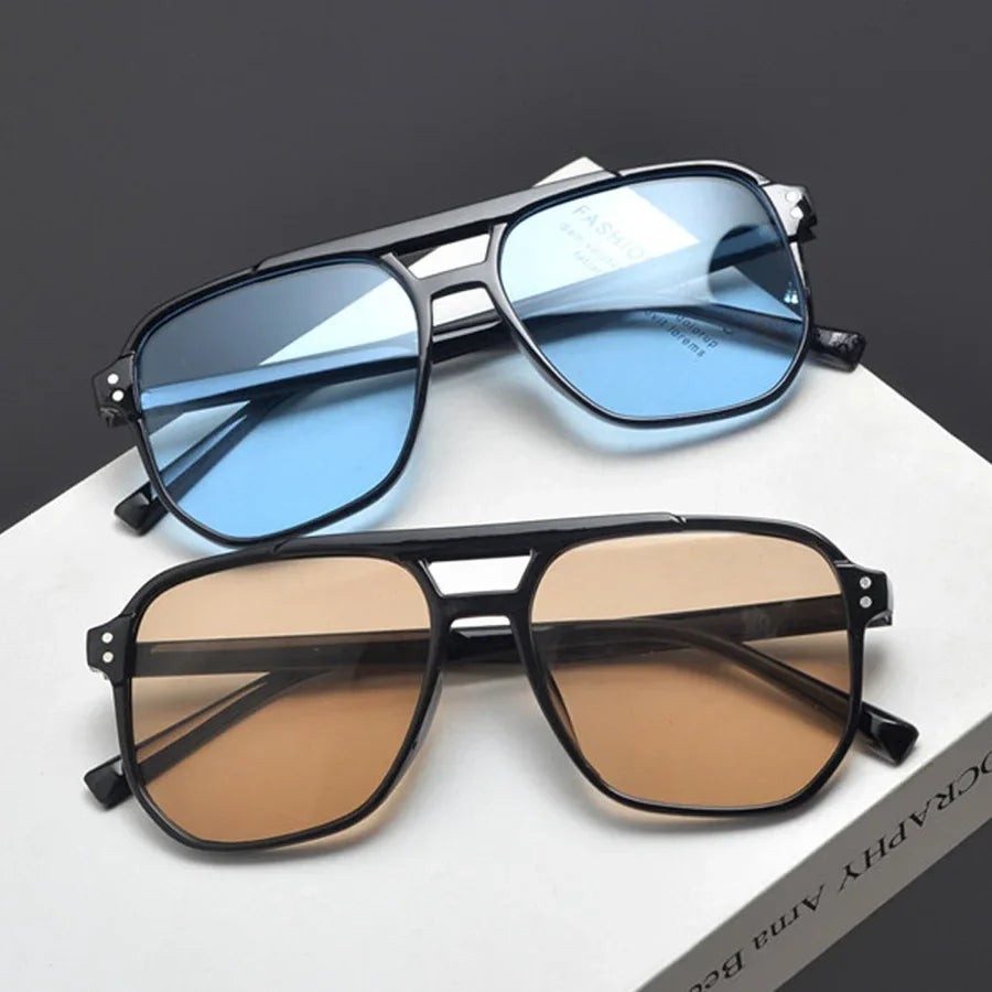 Vintage Men Women Big Sunglasses Men Square Shades Unisex Sun Glasses Black Lense Male Female Sunglasses UV400 Glasses