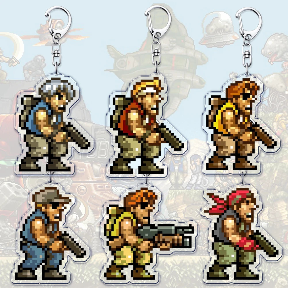 Classic Video Game Keychains for Accessories Bag Marco Rossi Fio Germi Eri Kasamoto Keyrings Jewelry Fans Gamers Gaming Gifts