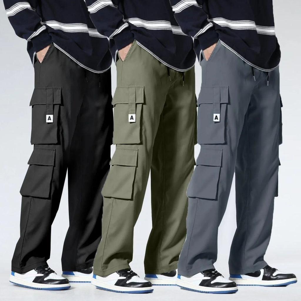 Men's Workwear Pants Straight Leg Casual Car Repair Trousers Multi-Pocket Durable Breathable Comfortable Military Green