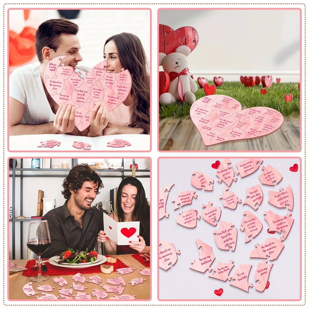 Valentines Day Decor Valentines Day Heart Puzzle Valentine's Day Wooden Hearts Valentine Rustic Wooden Love Heart Centerpieces