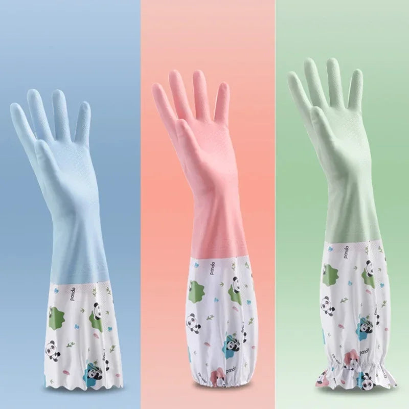 Women's Kitchen Gloves - Durable, Extended Waterproof Rubber Gloves for Dishwashing, Cleaning, Laundry & Household Chores - Comf