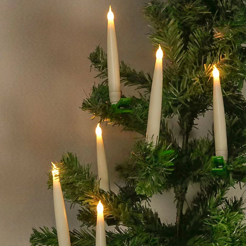 Clip-on Electric Candle Stick Light,Warm White Tea Lights, Wedding Party Atmosphere Lamp, DIY Christmas Tree Lighting Decors, 6x