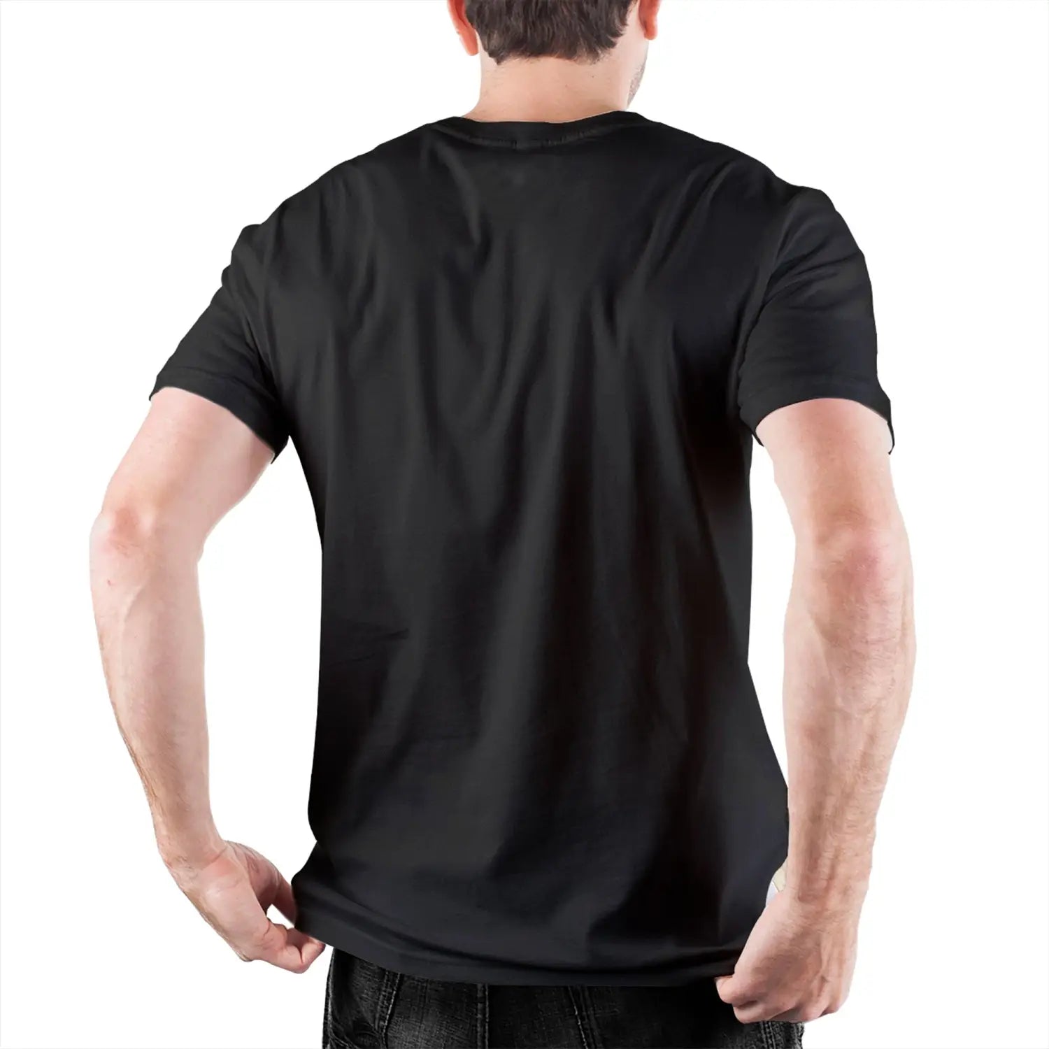 Schwarzes Baumwoll-T-Shirt mit Rundhalsausschnitt und kurzen Ärmeln zum Gedenken an George Floyd, vorne präsentiert