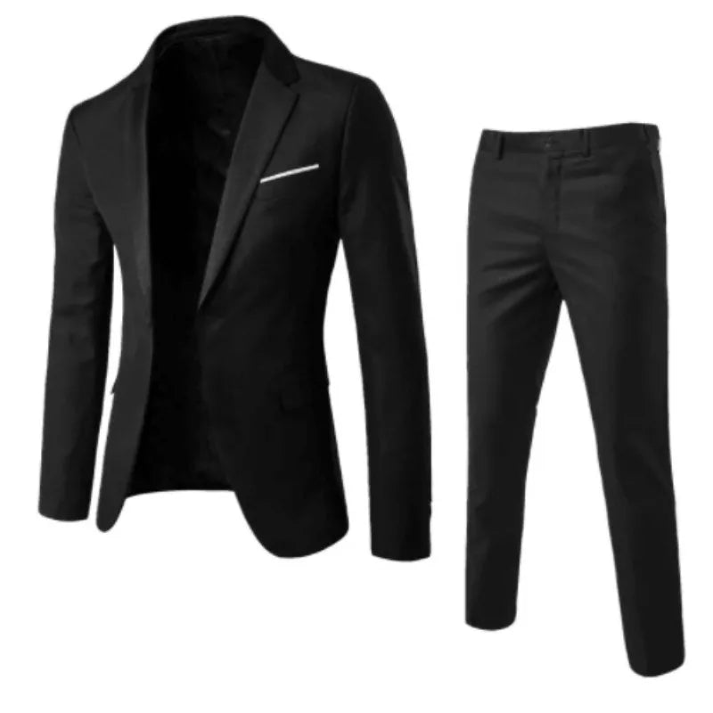 Mens Wedding Two Piece Suit Groom Best Man Slim Casual Dress