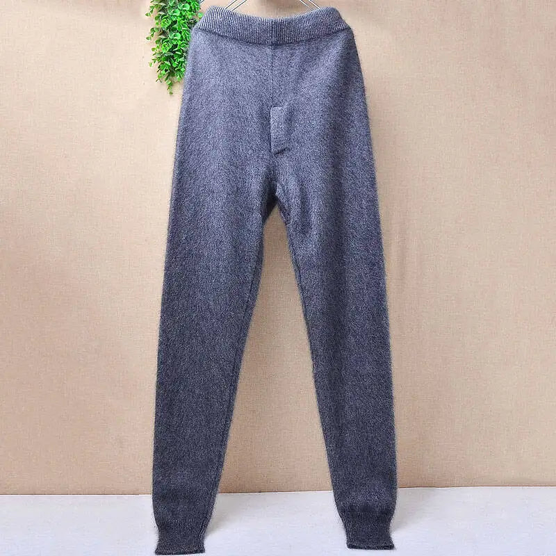 Women Female Male Fashion Hairy Soft Warm Mink Cashmere Knitted Underwear Trousers Pants For Autumn Winter Angora Fur Clothing