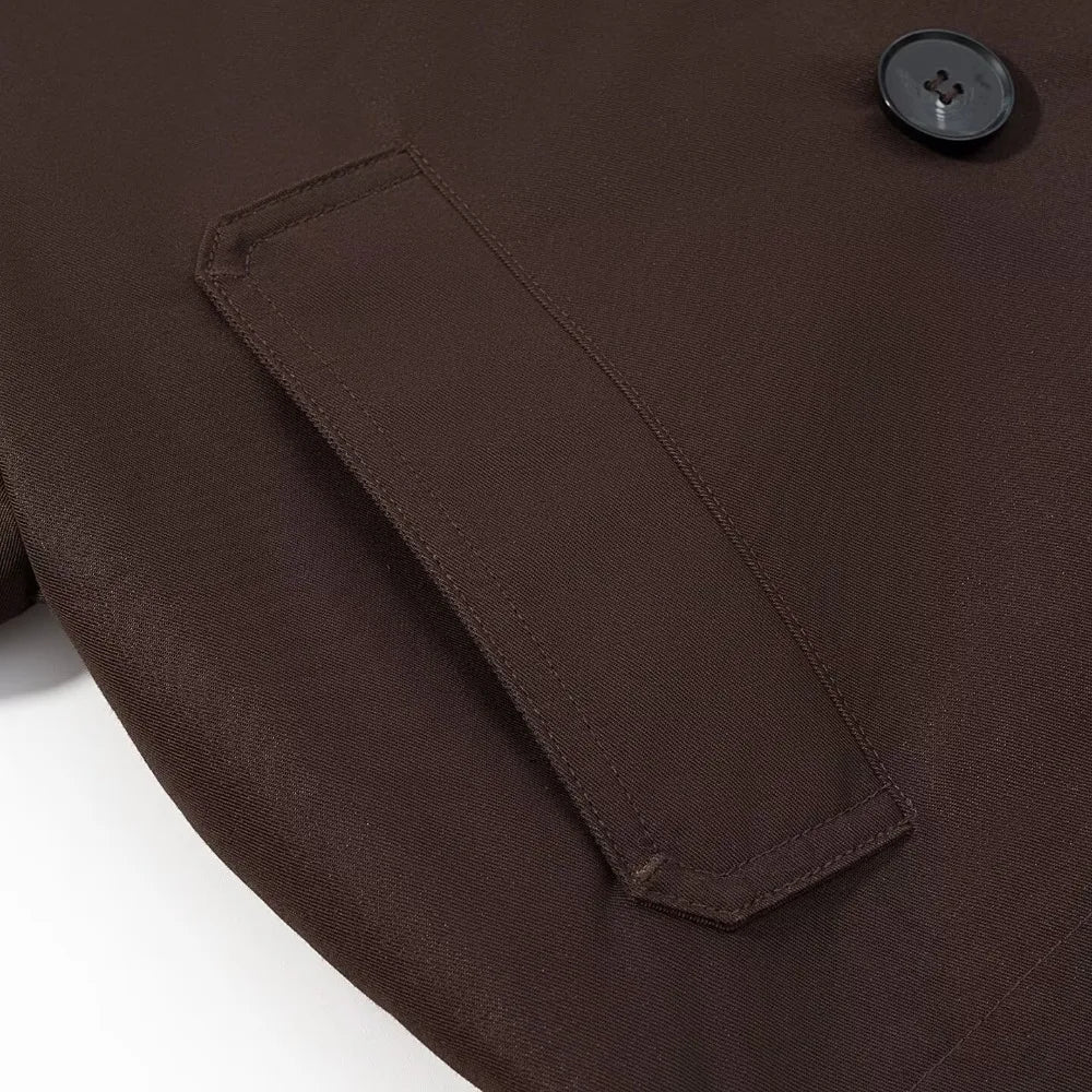 Brown Trench Coat Woman Long Sleeve Urban Solid Cropped Women's Trench Coat Casual Classic 2025 Trend Jackets Outerwears
