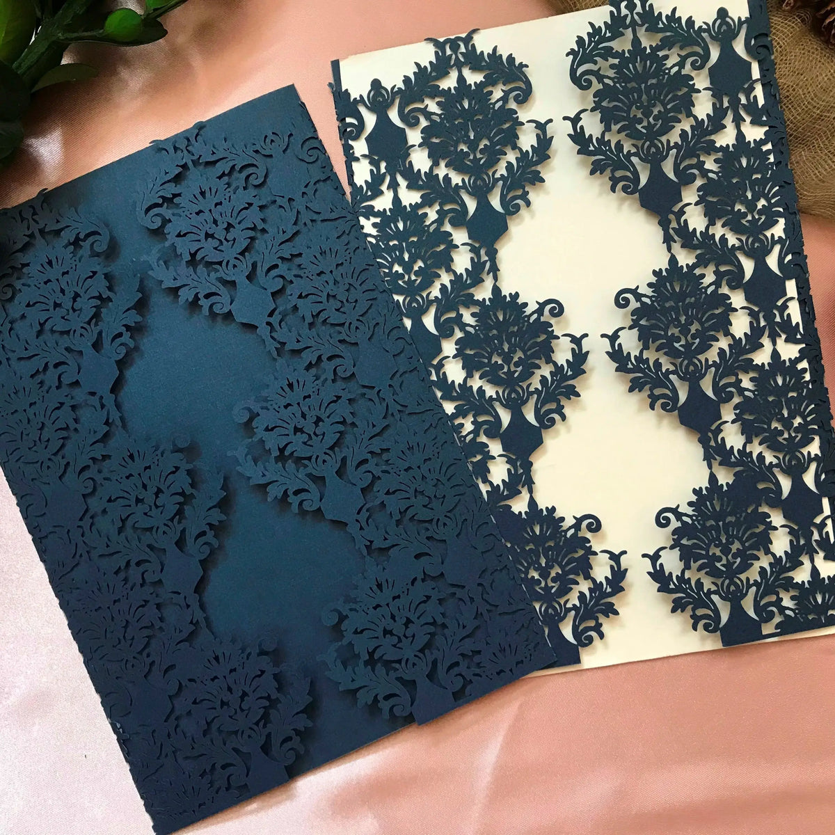 10pcs Ivory,Deep Blue Laser Cut Wedding Invitation Cards,Invite,Birthday Invitation,Greeting for Party Favor Gift Decoration
