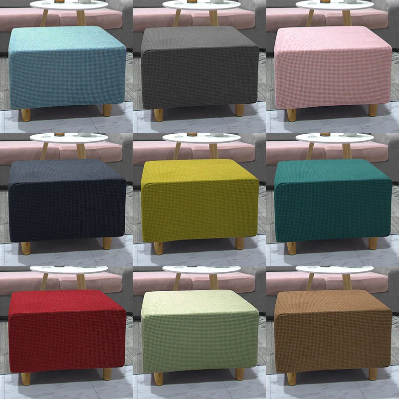 Nordic Elastic All-inclusive Footrest Ottoman Cover Sofa Pedal Cover Thicken Furniture Protection Universal Square Stool Cover