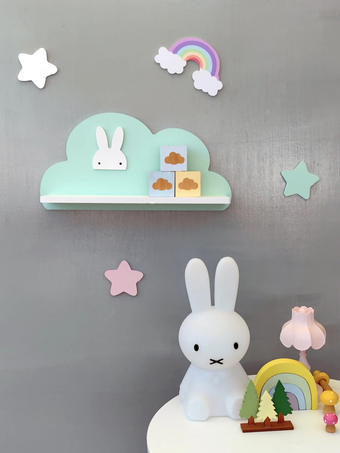 Cloud Wall Hanging Kids Bookshelf Child Room Toy Storage Display Stand Hanging Rack Wood Shelf Study Living Room Wall Decoration