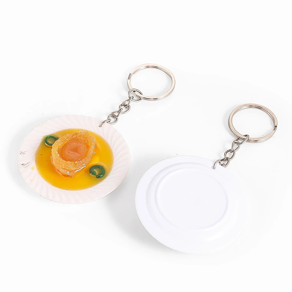 New Simulation Food Key Chains Grilled Chicken Bok Choy Abalone Keychain Car Key Ring Backpack Mini Charm Fun Jewelry Gifts