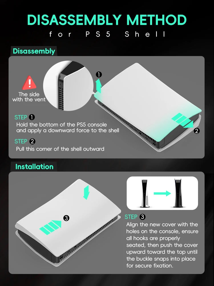 Black Faceplate Cover For PS5 Disc Console Replacement Shell Protective Gaming Accessories