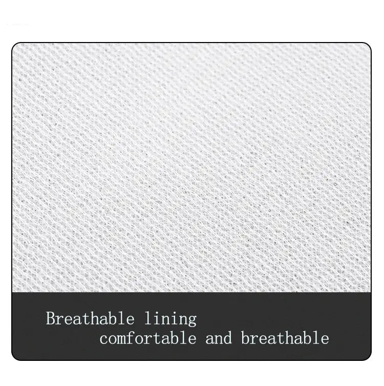 white breathable mesh lining with a fine textured weave on the back side of plush seat belt covers black and pink car shoulder pads