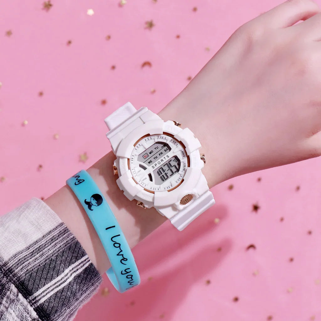 Fashion Electronic Watch for Women and Men, Sports Night Light Couple Watch with Alarm and Timer Functions Boys and Girls Watch