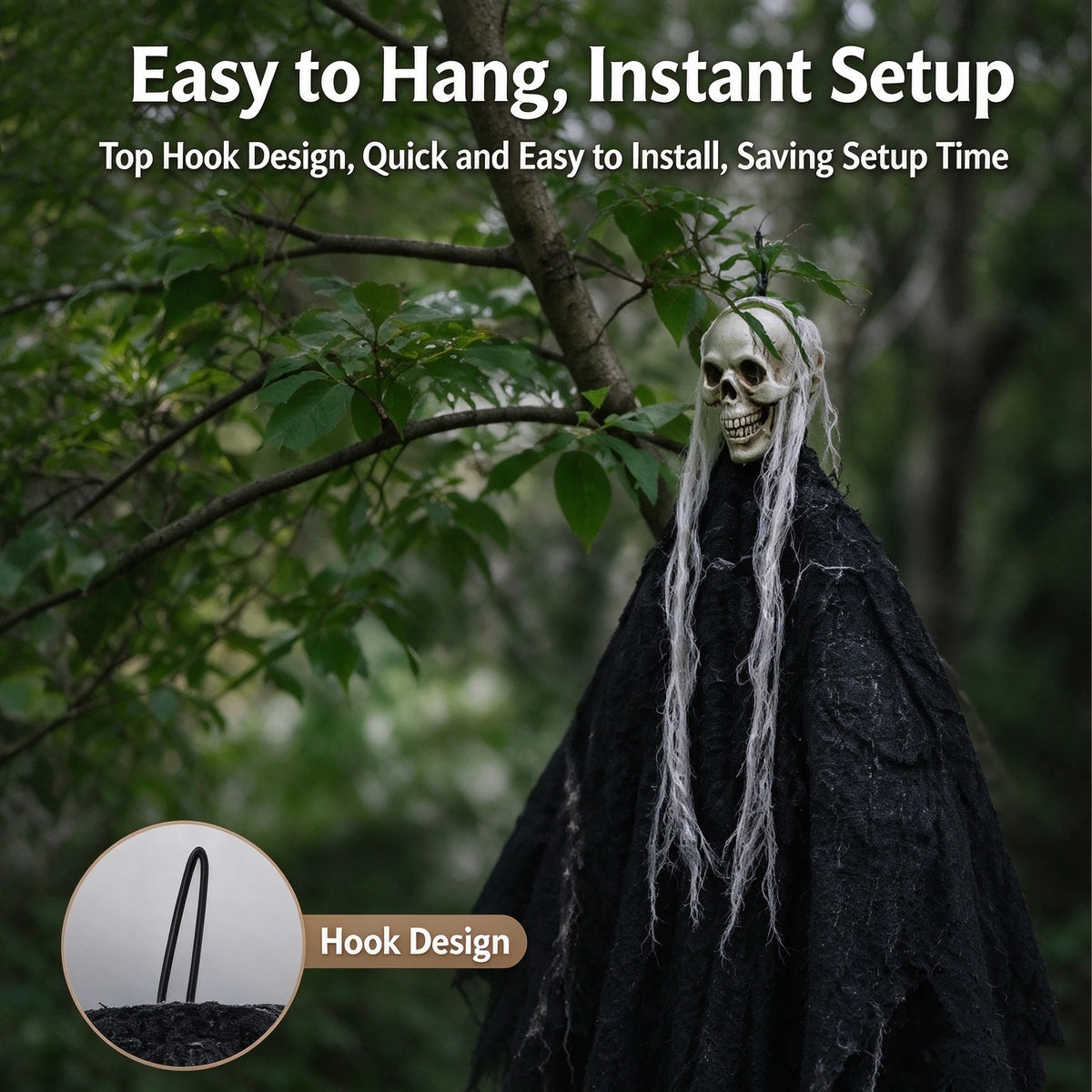 Halloween Scary Props Hanging Skeleton Ghost Skull Hanger Bloody Gauze Door Curtain Haunted House Bar Indoor Outdoor Party Decor