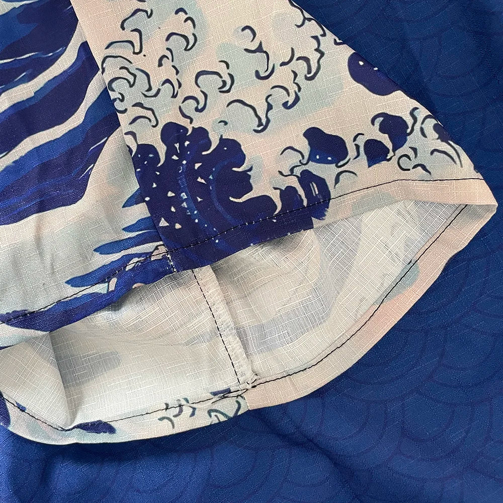 Women's Bohemian Wide Leg Pants Vintage Blue Leaf Art Print Loose Casual Trousers Boho Chic Comfortable Daily Wear Pants