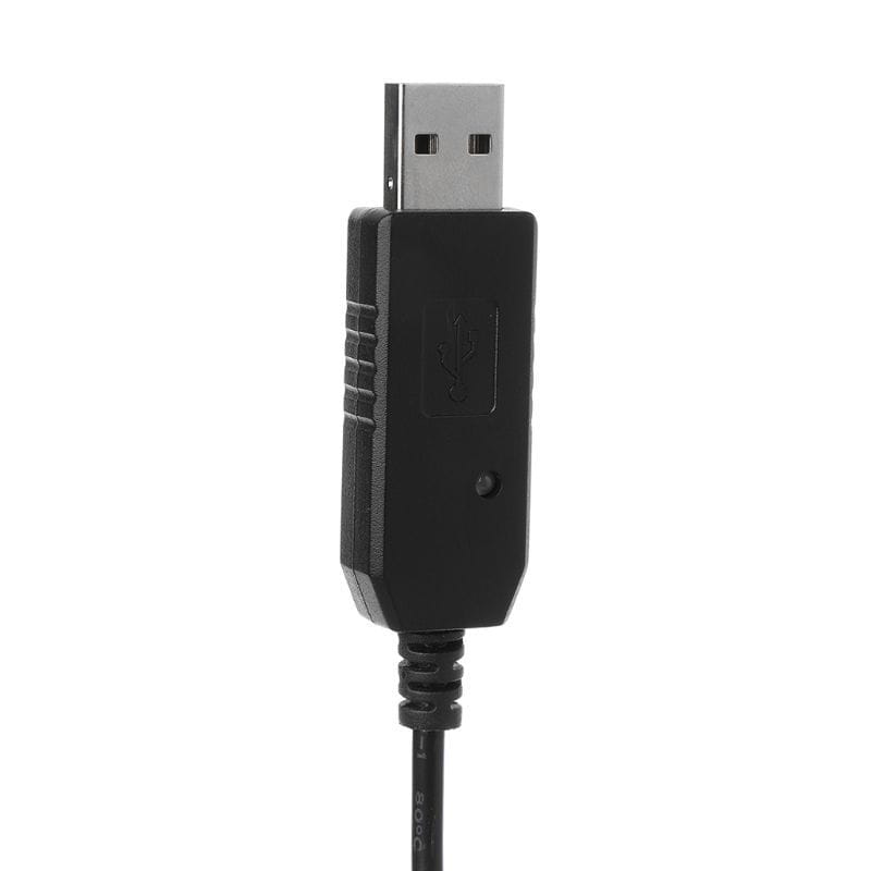 Black usb charger cable with metallic connector and textured grip for Baofeng radio charger cable use.
