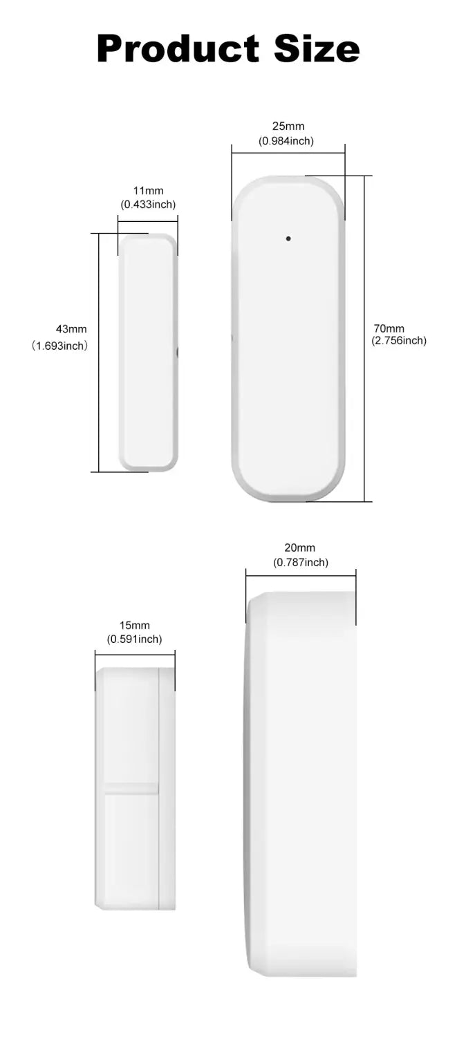 White rectangular zigbee door sensor with rounded edges and minimalist design serving as a zigbee gateway hub for smart home integration.