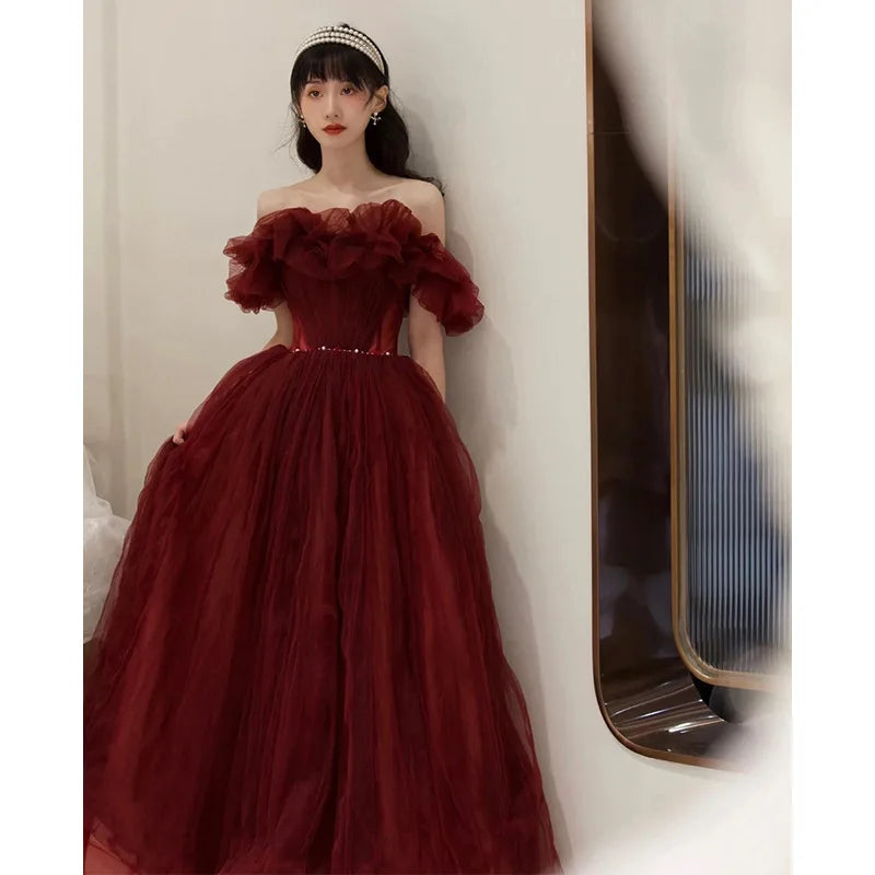 Evening Gowns for Women Elegant Party Prom Gown Graduation Womens Occasion Slender Waist Quinceanera Pengpeng Wedding Dresses