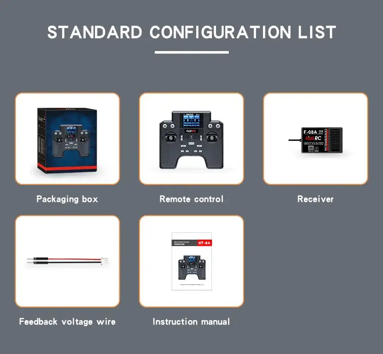 Hotrc ht-8a black remote control with digital display and textured grip designed for reliable power supply management.