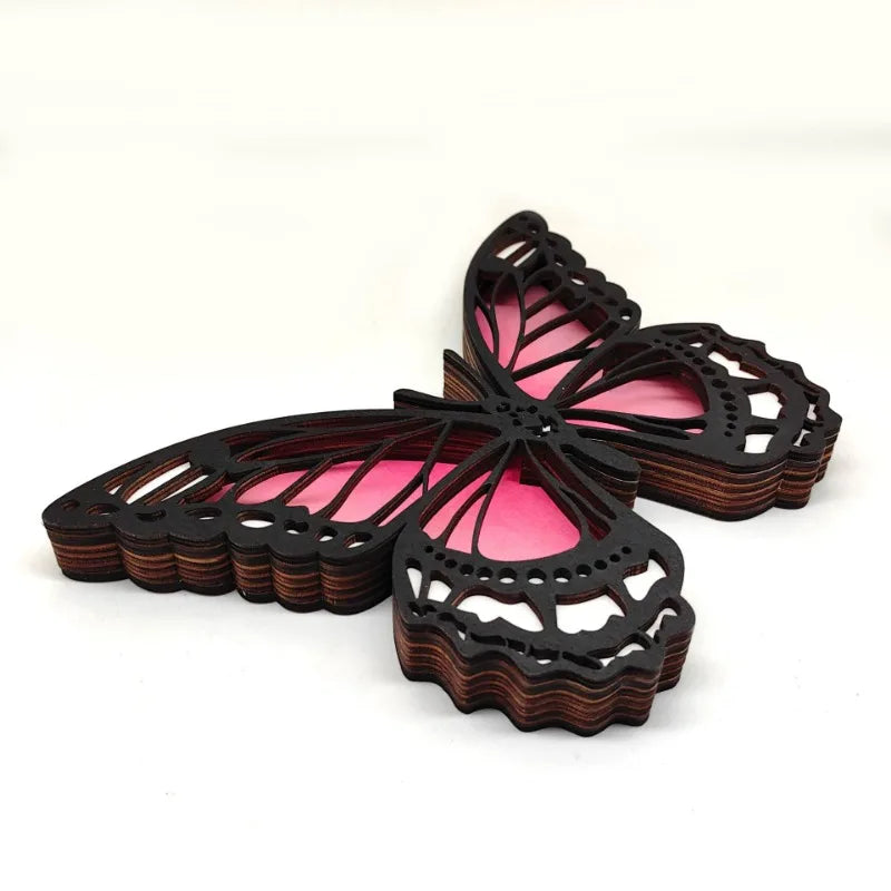 Easter Wooden Butterfly Carving - Gradient Glow Tabletop Decor, Handcrafted LED Light Animal Sculpture for Home Desk Decoration