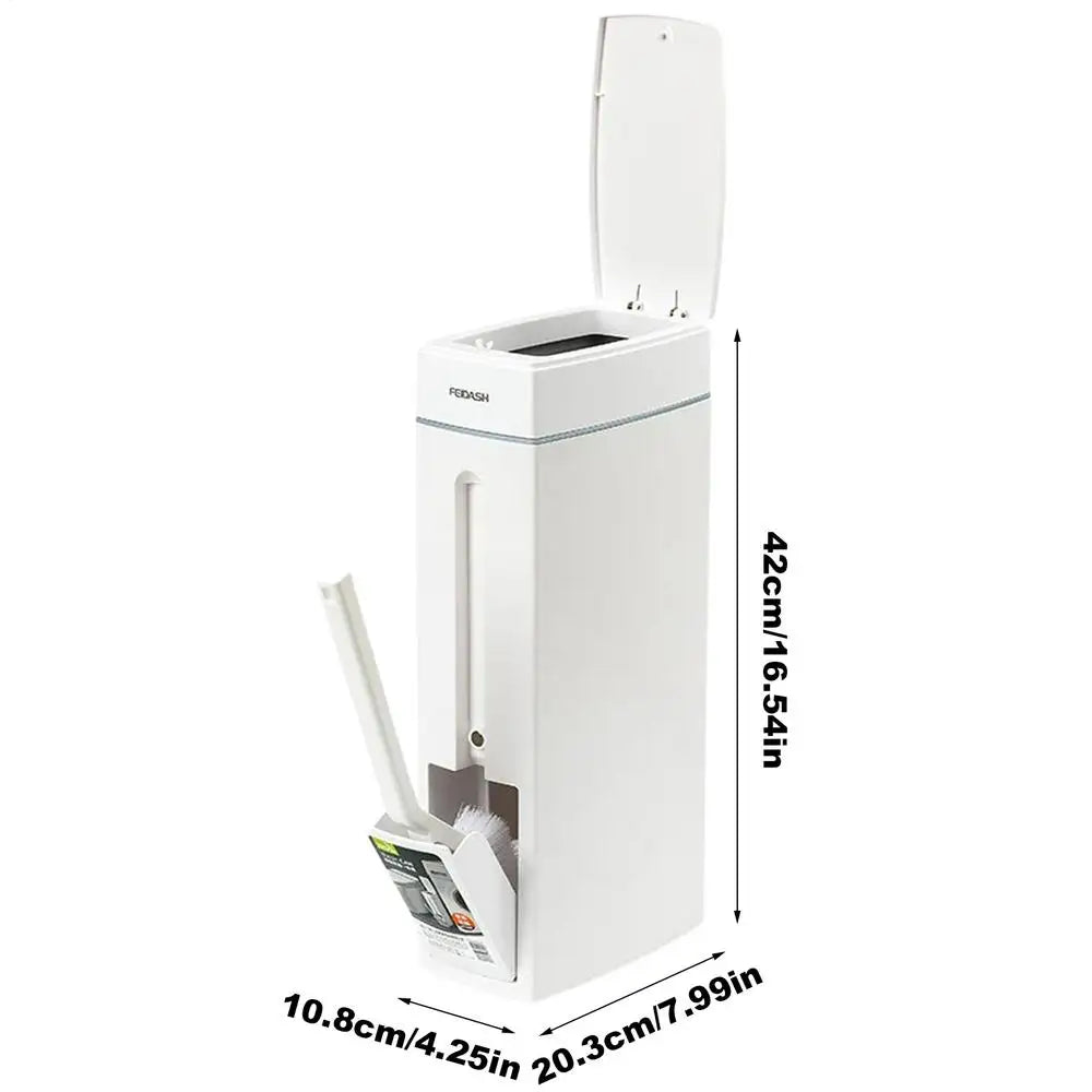 Bathroom Trash Can Bathroom Trash Can Toilet Brush Combo Save Space Small Trash Can Lid Bathroom Accessories Narrow Garbage Can