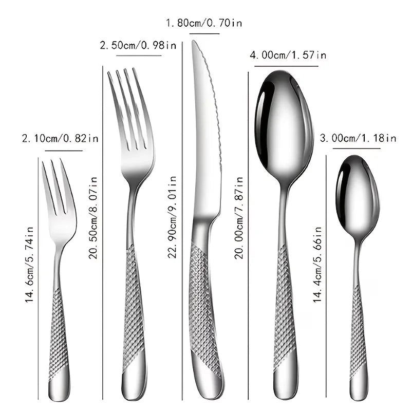 40-Piece Stainless Steel Tableware Set, Advanced Stainless Steel Kitchenware Set, Including Knives, Forks, Spoons and Tableware.