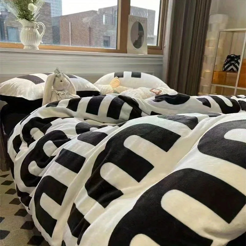 Bed Linen 2 Bedroom Four-piece Washed-cotton Bed Sheets Pillowcases Comforter Bedding Set Student Dormitory Three-piece Cover