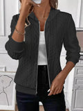 Hoodies women 2026 casual Autumn Spring solid-color long-sleeved knitted zipper hooded sweatshirt for women's clothing