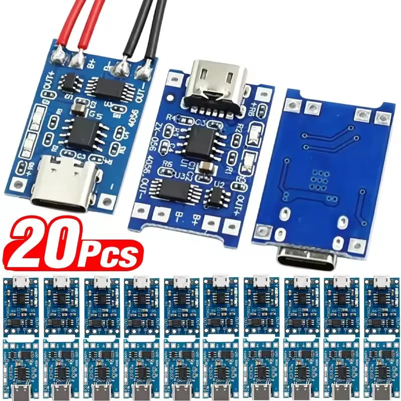 USB Type-C TP4056 Charging Modules 5V 1A 18650 Lithium Battery Charger Board with Protection Features Micro USB/Type C Interface