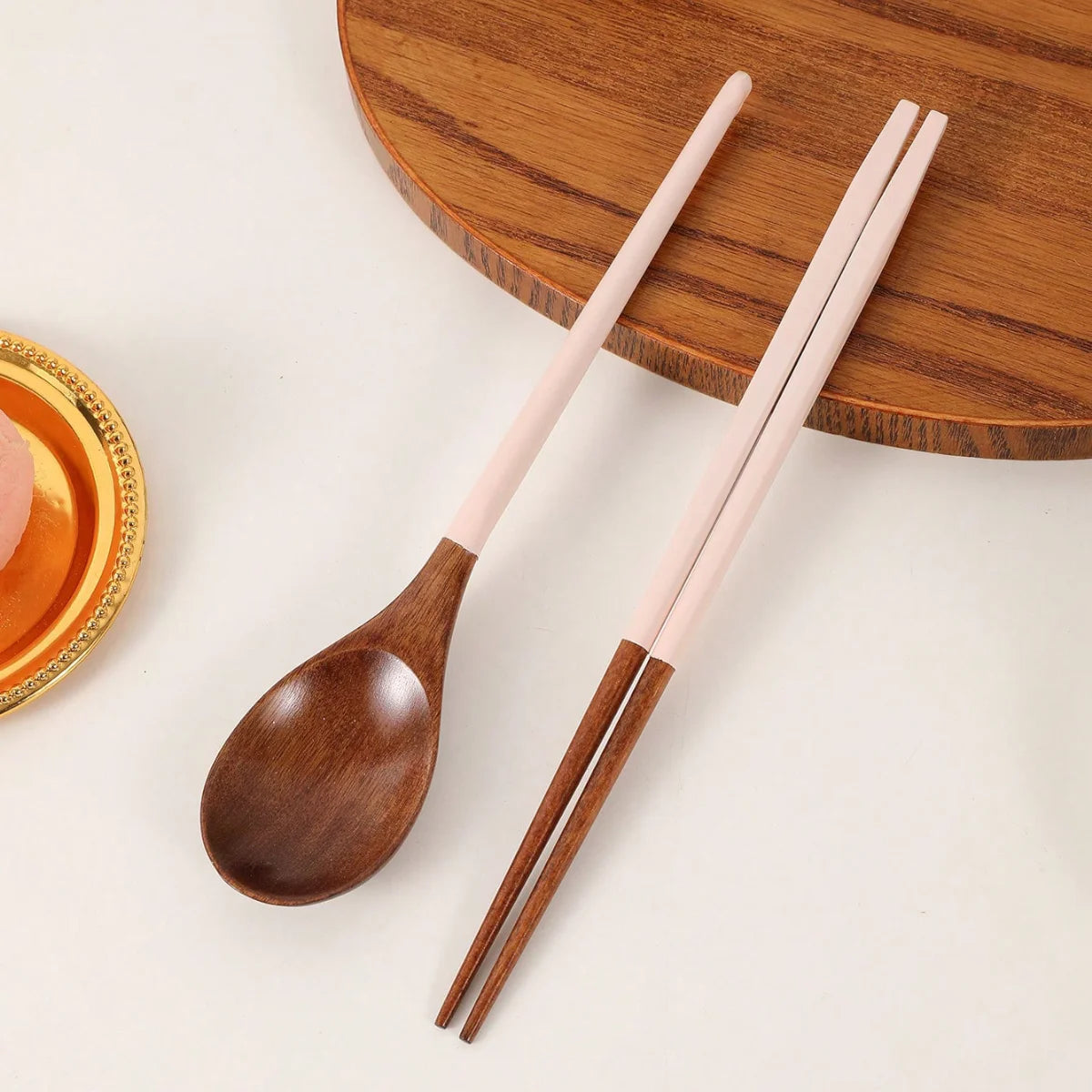 A Set of Colorful Wooden Spoons and Chopsticks Suitable for Everyday Use