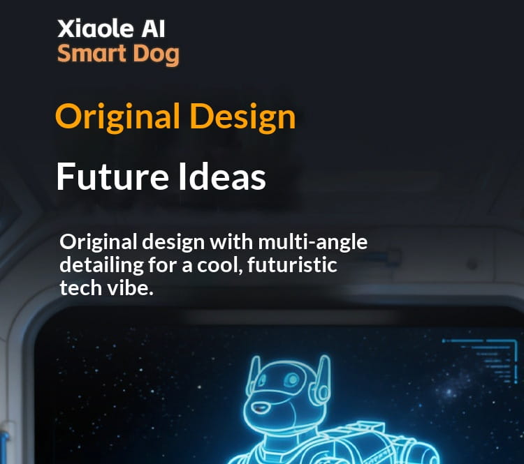 A glowing blue neon outline of a futuristic sleek angular ai smart robot dog with space-themed detailing as an interactive electronic pet.
