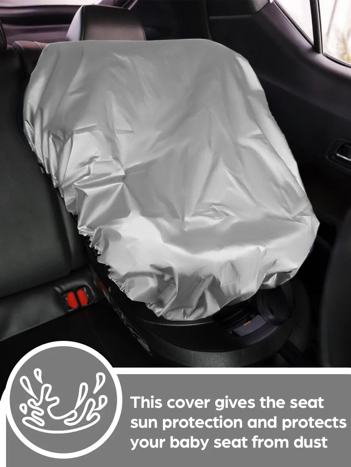 Housse de protection solaire réfléchissante en argent pour siège auto pour bébé, en matériau de protection UV, conçue pour protéger les nourrissons des rayons nocifs du soleil.